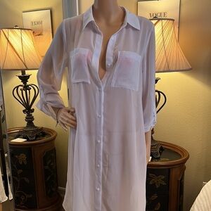Sheer white Long swimsuit coverup